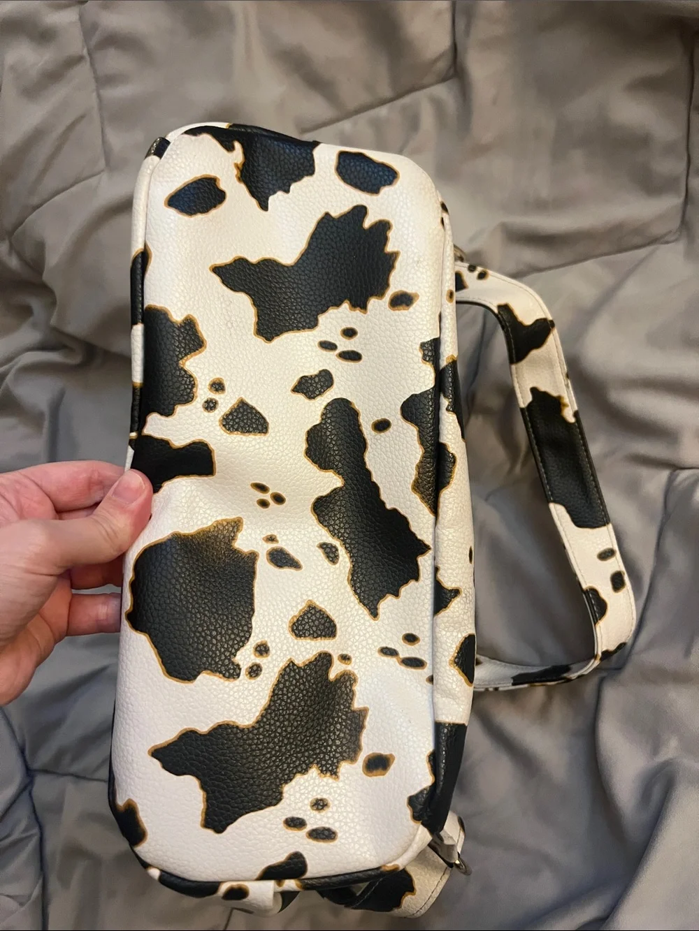 Cow Print Faux Leather Backpack Purse - Black & White